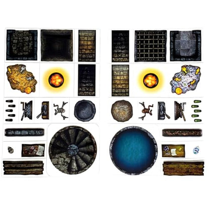Dungeons - 66pc Double-Sided Dungeon & Terrain Pieces for Starters & Masters Alike - Roleplaying Objects for Dungeons & Dragons - Immersive Map Accessories for DND 5E, Pathfinder & Warhammer RPGs