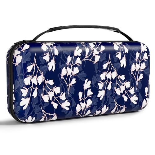 NPOOYI Carrying Case for Nintendo Switch OLED 2021/2017, Hard Shell Cover | Hard Shell Protective Switch Case, Portable Travel Storage Bag with Pockets and Game Holder for Console Joy-Con & Accessories - color: Abstract Flower