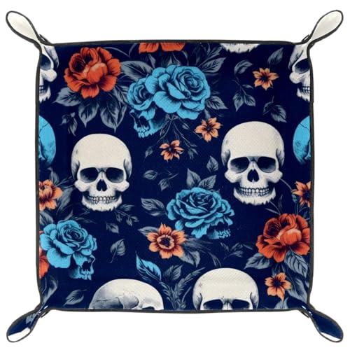 Skull Flower Dice Tray Dice Rolling Tray Folding Dice Holder for Dice Games, Like RPG, DND and Other Table Games - color: Multi 12