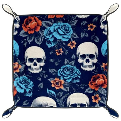 Skull Flower Dice Tray Dice Rolling Tray Folding Dice Holder for Dice Games, Like RPG, DND and Other Table Games - color: Multi 12