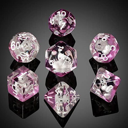 Rabbit dice set DND, DNDND 7PCS Resin Polyhedral dice set with Velvet Pouch for D&D Dungeons and Dragons Role Playing Games and Tabletop Games （Rabbit DND - color: Robbit
