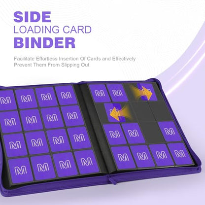Premium Card Binder 16 Pocket,Trading Card Binder Holds up to 1000+Cards Sturdy Card Collection Album, Card Holder Folders for MTG, TCG, Game Cards & Sports Cards - color: 16 Purple