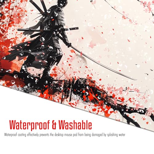 VNDL Large Japanese Gaming Mouse Pad, White and Red, Premium Non-Slip Anime Desk Pad for Office, Extended XL XXL Mouse Mat and Laptop Pad, Waterproof and Stiched Edges 31.5 x 15.7 in (sam3) - color: sam3
