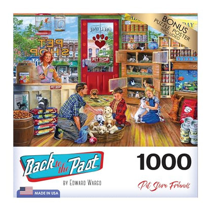 RoseArt - Back to The Past - Pet Store Friends - 1000 Piece Jigsaw Puzzle for Adults - style: Pet Store Friends