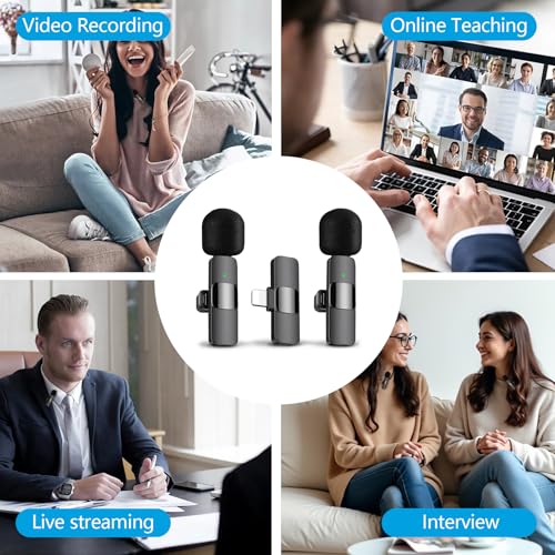 Wireless Lavalier Microphone for iPhone and Android, USB-C Mini Microphone with Noise Reduction, Perfect for Recording, Vlogging, YouTube, TikTok, Podcasts, and Interview Video