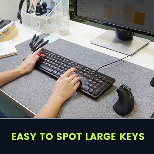 Perixx PERIBOARD-317R Wired Backlit USB Keyboard - Big Print Letter - Tri-Color Illuminated LED - Stylish Round Keycaps - US English - style: Tri-Color Backlit