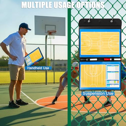 Magnetic Basketball Coaching Board – Portable Dry Erase Whiteboard with Fence Clip, Magnets & Carry Bag, Foldable Basketball Clipboard for Coaches, Ideal Coach Gift - style: Basketball