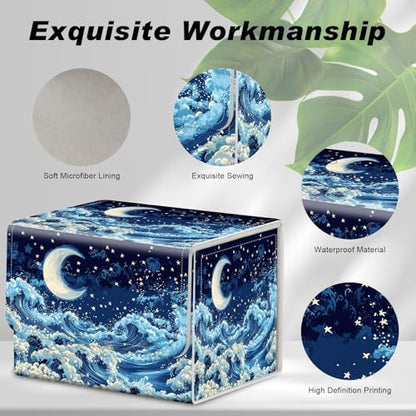 Card Game Storage Box TCG Deck Box MTG Card Box Organizer Trading Card Case Commander Deck Box TCG Card Storage Box Magnetic Closure Creative Pattern Up to 200 Cards, Blue Sky,Sea,Moon - color: Blue Sky,Sea,Moon