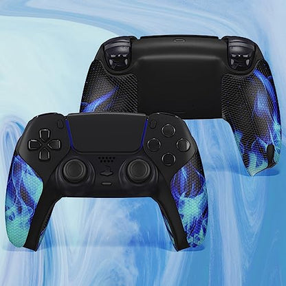 eXtremeRate PlayVital Anti-Skid Sweat-Absorbent Controller Grip for ps5 Controller, Professional Textured Soft Rubber Pads Handle Grips for ps5 Controller - Blue Flame - color: Blue Flame