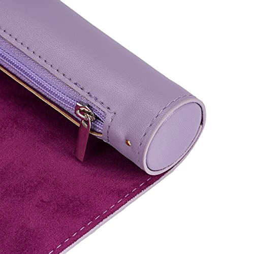 Cusdie 2 in 1 Dice Rolling Mat & Zippered Dice Holder DIce Tray- Compatible with DND Polyhedral Dice (Light Purple) - color: Light Purple