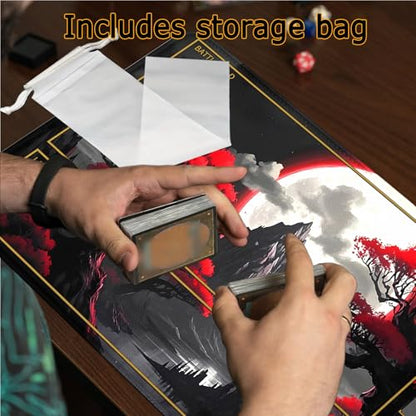 TCG Playmat Stitched Edges, 24 x 14 inches MTG Play Mat for MTG Trading Card Game Playmats Smooth Surface Battle Game Rubber Collection - color: Night Scenery With Zones