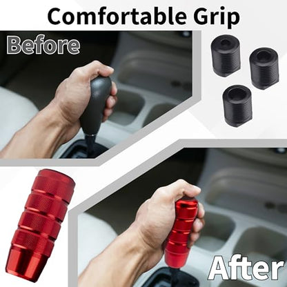 ecocstm Car Shifter Knob, Aluminum Gear Shift Style Knobs, Car Accessories | 3.74" Shift Knob with 3 Threaded Adapters M8 M10 M12 x 1.25 Fit Universal Manual Transmission, Automotive, Trucks (Red) - color: Red