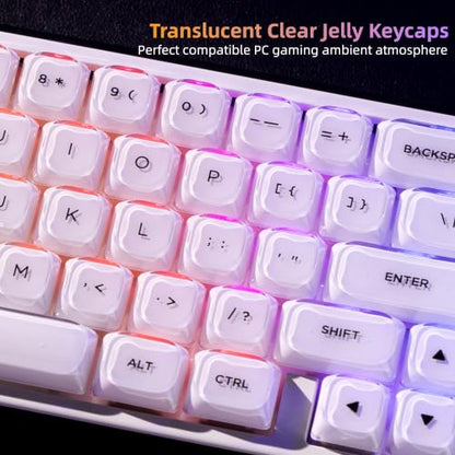 Womier Low Profile Keycaps, White Jelly Keycaps, Shine Through Key Cap | 127 Keys Custom Keycaps for Mechanical Keyboard 60% 65% 75% 80% 100% Cherry Gateron MX Switches, White - color: A-White
