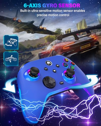 Wireless Switch Pro Controllers for Nintendo Switch/OLED/Lite/Switch 2 | 1200mAh Switch Controller with 10 Color LED Lights, Rechargeable Switch Control with Turbo, Vibration, Motion Control,Wake Up - color: Blue