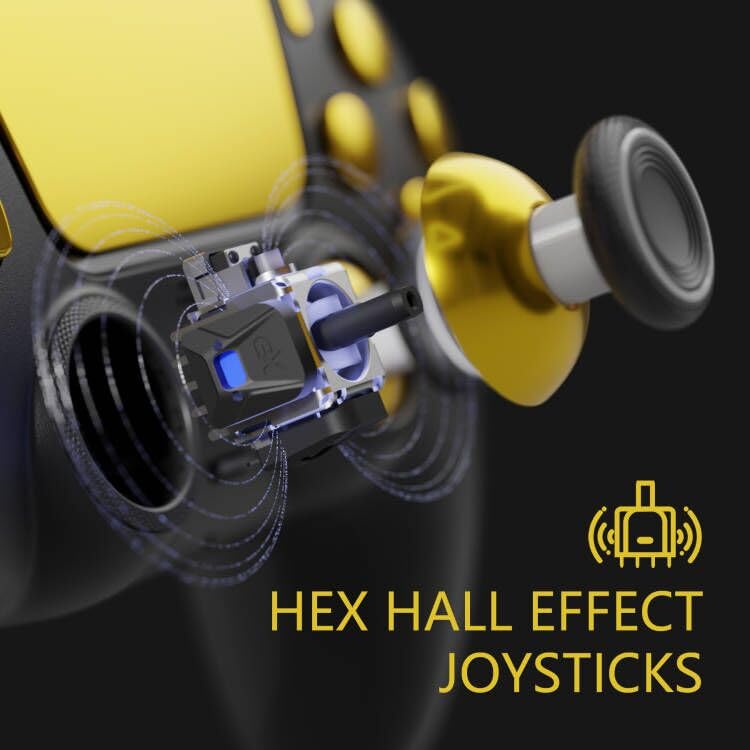 HEXGAMING RIVAL PRO Wireless Controller Compatible with ps5, Black | Hall Effect Joysticks, Mouse-Click Triggers & Bumpers, 4 Remappable Buttons, 8 Swappable Sticks, FPS Gaming - color: Black