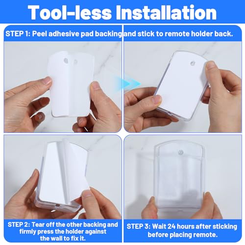 2-Pack Wall Holder for Remote Control,Clear Wall Remote Control Holder,for TV & AC Remotes,No Drilling Required, Also Suitable for Pens & Small Office Supplies