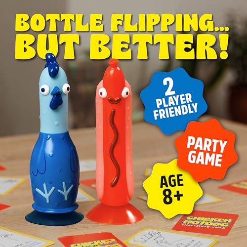 Big Potato Chicken vs Hotdog Action Party Game for Kids and Adults | Flip Your Sling'em, Silly Board Game, Head-to-Head Flipping Duel, Fast & Funny, 2+ Players, Ages 8+, Yard and Outdoor Game - style: Chicken vs Hotdog 2024 Edition