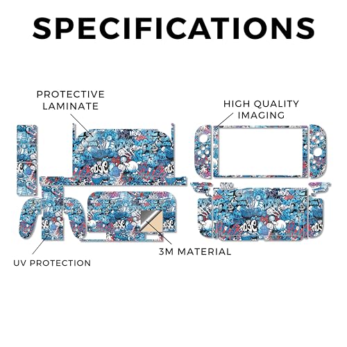 Glossy Glitter Gaming Skin Compatible with Nintendo Switch 2 Premium Kit - Blue Meanies - Premium 3M Vinyl Protective Wrap Decal Cover - Easy to Apply | Crafted in The USA by MightySkins - color: Blue Meanies, size: Switch 2 Premium Kit, style: Glossy Gli
