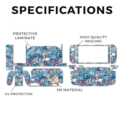 Glossy Glitter Gaming Skin Compatible with Nintendo Switch 2 Premium Kit - Blue Meanies - Premium 3M Vinyl Protective Wrap Decal Cover - Easy to Apply | Crafted in The USA by MightySkins - color: Blue Meanies, size: Switch 2 Premium Kit, style: Glossy Gli