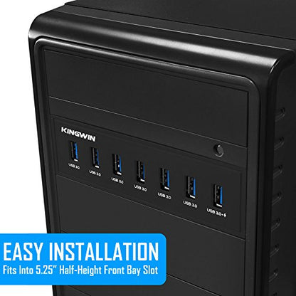 Kingwin Front Panel USB 3.0 Hub 7 Port & One Fast Charging USB 2.1A Charging Port - size: 7 Port USB Hub