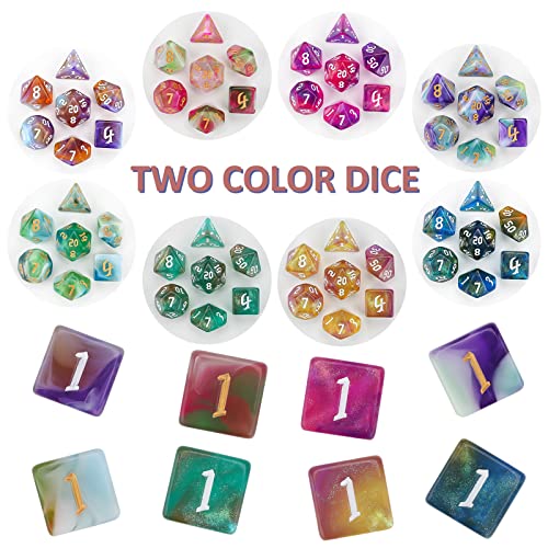 DND Dice Set, 25 X 7 (175 Pcs) Polyhedral Dice with 1 Black Pouch | Three Color, Two Color and Monochrome Dice for Dungeons and Dragons D&D tabletop Role Playing games - color: 25sets-1