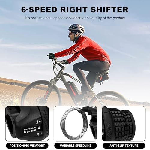Bike Gear Shifters 6 Speed, Bicycle Revoshift Right SL-RS25-6 6R Shift Lever Bicycle Twist Grip Thumb Gear Shifter for MTB Folding Mountain Bike - size: RS25-6R