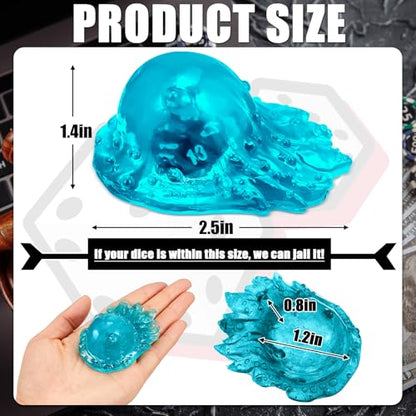 Deekin Translucent Cube Dice Storage with 7 Polyhedral Dice Set, Resin Cube Holder for TTRPG Tabletop Role Playing Game Fantasy Tabletop Gaming(Blue) - color: Blue