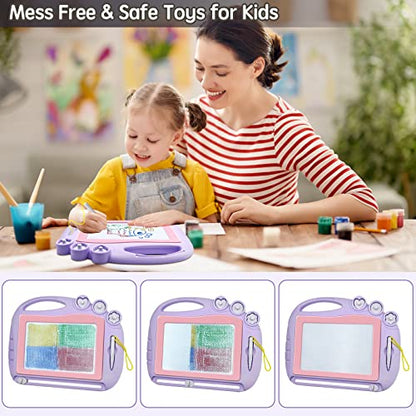 AiTuiTui Magnetic Drawing Board Toddler Toys for Girls Gifts, Erasable Sketch Writing Doodle Pad Travel Games for Kids in Car, Early Education Learning Skill Development Toys for Kids Toddlers - color: Purple