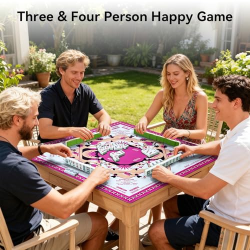 32.4x32.4 Inch Flamingo Mahjong Mat 3MM Noise Reduction | Non-Slip No Creases Mahjong Gifts with Carrying Bag for American Mahjong Poker Card Board Games Dominoes - color: Hot Pink