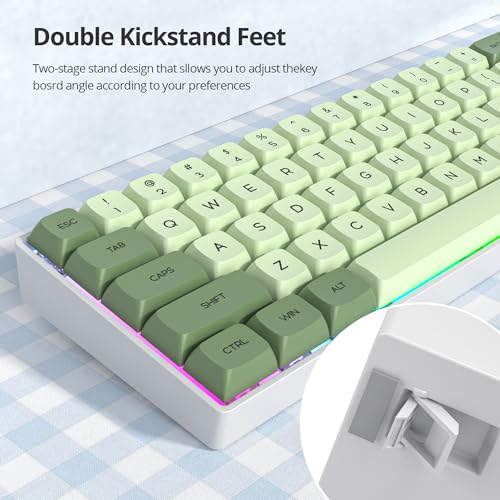 Green 65% Percent Small Mechanical Keyboard, 68 Key RGB Gaming Keyboard, Red Switch USB-C Wired Keyboard, PBT XDA Keycaps Compact Mini Key Board for Game, Office (68 Matcha) - color: 68 Matcha/Red Switch