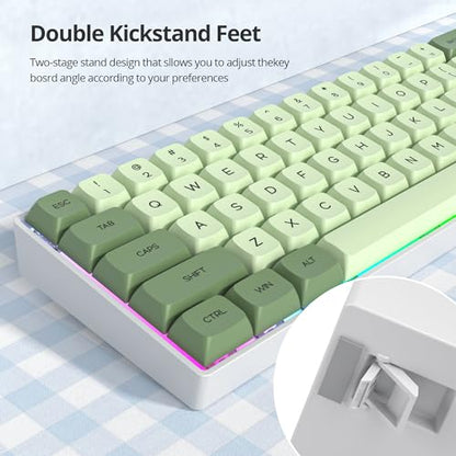 65% Mechanical Keyboard Wired Linear Red Switch RGB Backlight | 65 Percent 68-keys Compact Layout Gaming Keyboard TKL Ultra-Compact Mini RGB Backlit - color: 68 Matcha/Red Switch