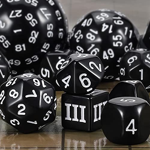 CiaraQ DND Polyhedral Dice Set (15pcs) D4-D100 Game Dice with Dice Bag | Acrylic Role Playing Dice for Dungeons and Dragons MTG Table Games (Black & White) - color: Black & White