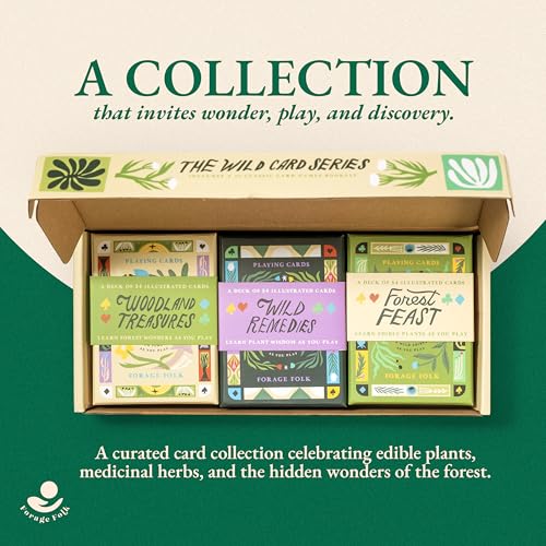 Wild Card Series Trilogy Set - 3 Botanical Playing Card Decks – Beautiful Playing Cards, Poker Deck Featuring Hand-Illustrated Nature’s Botanical Collection + Digital Booklet of 20 Classic Games - style: Trilogy Set (All 3)