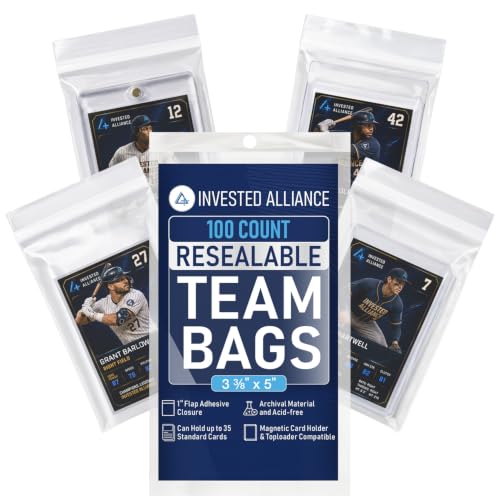 Invested Alliance Resealable Set Team Bags for Trading Cards | Ultra, TCG, Baseball, Sports Card Team Bags Sleeves. Fits Top loaders, Magnetic & Semi Rigid Holders. High Clarity Sleeves.