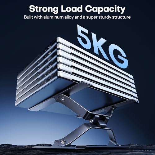 OMOTON More Stable Laptop Stand, Aluminum Adjustable Laptop Holder Stand for Desk, Ergonomic Detachable Notebook Riser Suitable for All Laptops (11-16 inch)