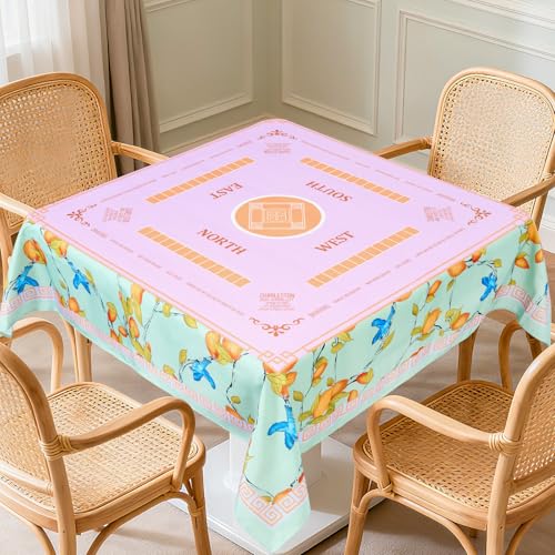 55 x 55 in Mahjong Tablecloth, Lemon Card Table Mat, Multi Purpose Game Table Cover, Mahjong Party Decorations for Beginners, Lovers, Card, Board Tile Games, Poker, Dominoes (Yellow) - color: Yellow