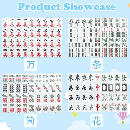 144 Pcs Chinese Mahjong Tile Set, 1.2 in Tiles & Accessories, Mahjong Gift Set with Storage Box & Instructions, Portable Travel Game for Beginners, Adults, Family Game Nights