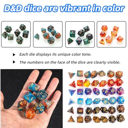 28-Piece DND Dice Set with 4Pcs 3D Printed Dragon Eggs | Fidget RPG Polyhedral Dice, Ideal Party Favors for DND & MTG Tabletop Games - color: 4colors-b