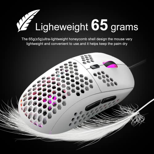60% Gaming Keyboard and Mouse Combo Samll Mini RGB Backlight Mechanical Feeling and Mechanical RGB 6400 DPI Honeycomb Optical Mouse,Gaming Mouse pad for Gamers and Typists (White & Blue) - color: White & Blue