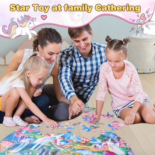 Civaner 70 Pieces Floor Puzzles Round Large Puzzles for Kids Ages 3-5 5-8 Jumbo Jigsaw Puzzle Educational Gifts for Toddlers Girls Boys Baby Shower Holiday Birthday(Unicorn) - style: Unicorn