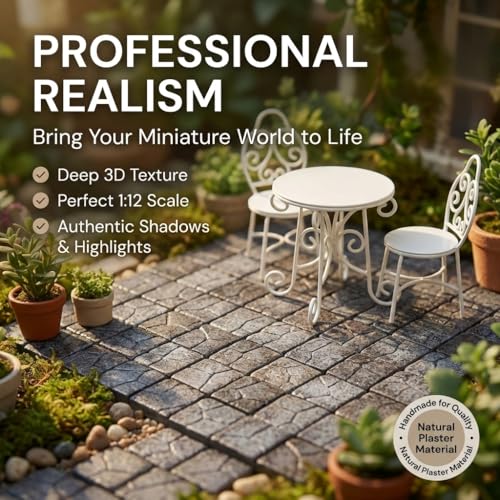 Dollhouse Miniature Paving Stones, Model Tiles | Set of 50 pcs for Fairy Gardens and Tabletop Terrain, REDUCIO! - color: Misty Rock