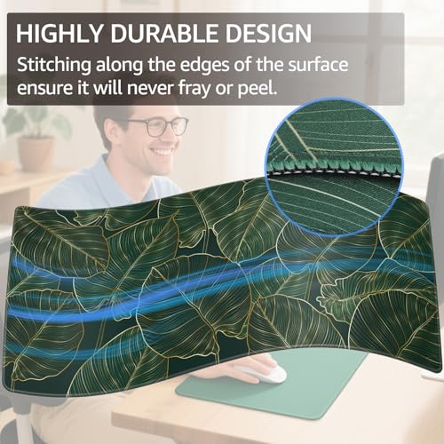 KTRIO Large Gaming Mouse Pad, Desk Mat, 31.5 x 15.7 in, Golden Leaves, XXL | Smooth Micro-Weave Surface, Artistic Pattern Design, Non-Slip Rubber Base, Durable Stitched Edges, Office & Home Use - color: Golden Leaves, size: 31.5l X 15.7w Inches