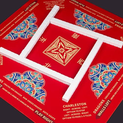 Mahjong Mat 32.4” x 32.4”, 3mm Thick Non-Slip Rubber Back Mahjong Table Mat, Noise Reduction Waterproof Mahjong Game Mat for Table, Mahjong Tile Mat for Cards, Dominoes & Board Games (Red2) - color: Red2