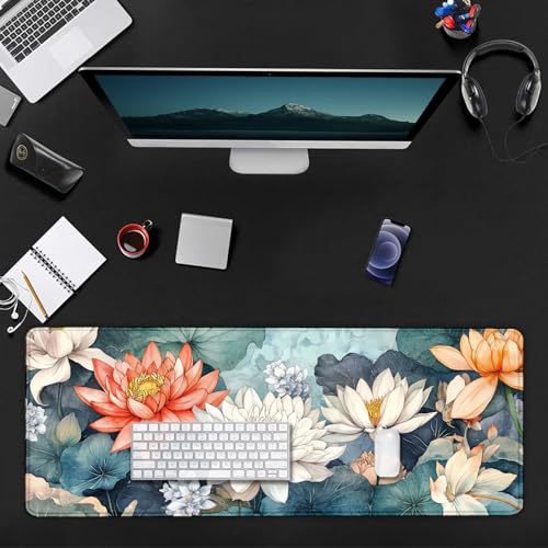 Large Mouse Pad, Desk Mat Computer Keyboard Pad Non-Slip Rubber Base Waterproof with Stitched Edges for Laptop Gaming, Office & Home 31.5 x 11.8 Inch (XL-06) - color: Xl-06