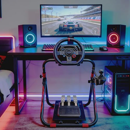 QVWZD Sim Racing Wheel Stand Pre-assembled & Portable Steering Wheel Mount | Adjustable,Sturdy Construction , Fit For Logitech G920, G923, Thrustmaster T300, T500 and other devices, XBOX, PS and PC