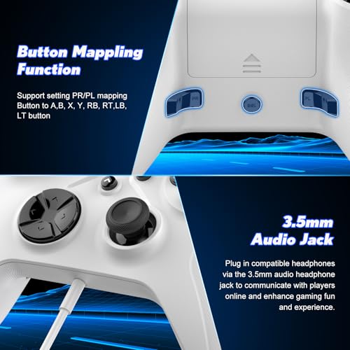 Xexvyrin Wireless Controller for X-box One, X-box Series X/S, PC, Switch, iOS, Android, LED Gaming Controller with TURBO, Macro Function, 6-Axis Gyro, 3.5mm Audio Jack, WiFi Connectivity (pure white) - color: Pure White