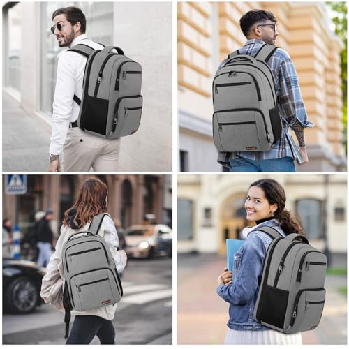 BIKROD Backpack for Men, TSA Travel Backpack, College Backpacks Water Resistant Back Pack, Business Anti Theft Durable Computer Bag Gifts Fits 15.6 Inch Laptop, Grey - color: Grey, size: 15.6 Inch