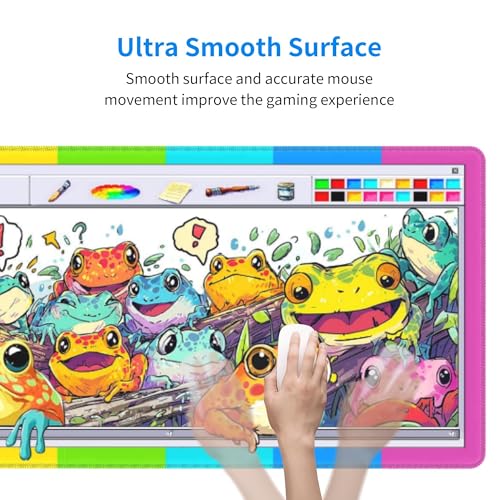Frogs Gaming Mouse Pad Extended Large Mouse Mat 31.5 X 11.8 Inch Nonslip Rubber Base Long Desk Pad Stitched Edges Mousepad Mice Pad for Office Home Game - color: Frogs