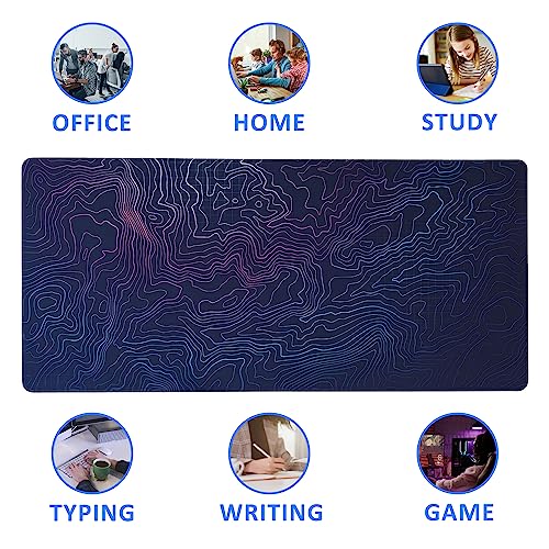 Abstract Topographic Line Extended Large Mouse Pad,Large Gaming Mouse Pad,Extended Big Desk Mat Keyboard Pad,Waterproof Non-Slip Desk Mat for Home Office and Gaming 35.4x15.7 Inch - color: Abstract Topographic Line