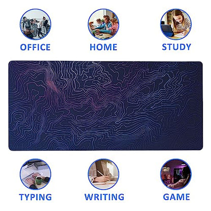 Abstract Topographic Line Extended Large Mouse Pad,Large Gaming Mouse Pad,Extended Big Desk Mat Keyboard Pad,Waterproof Non-Slip Desk Mat for Home Office and Gaming 35.4x15.7 Inch - color: Abstract Topographic Line